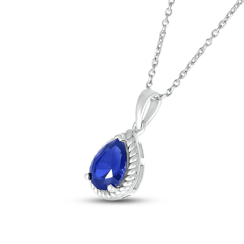 Main Image 2 of Blue Lab-Created Sapphire Rope Necklace Sterling Silver 18&quot;