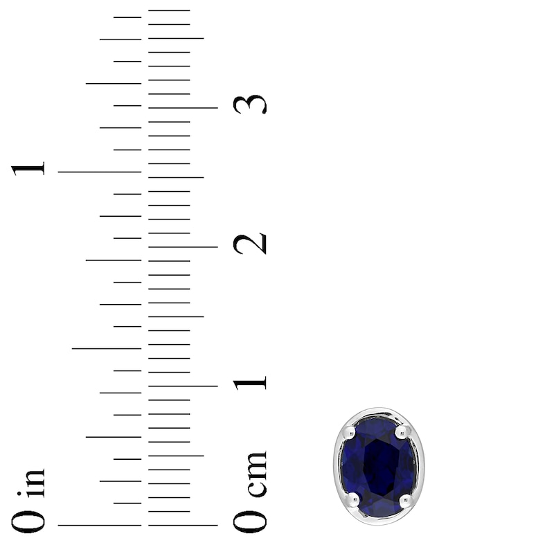 Main Image 2 of Blue Lab-Created Sapphire Oval Stud Earrings Sterling Silver