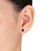 Thumbnail Image 3 of Blue Lab-Created Sapphire Oval Stud Earrings Sterling Silver