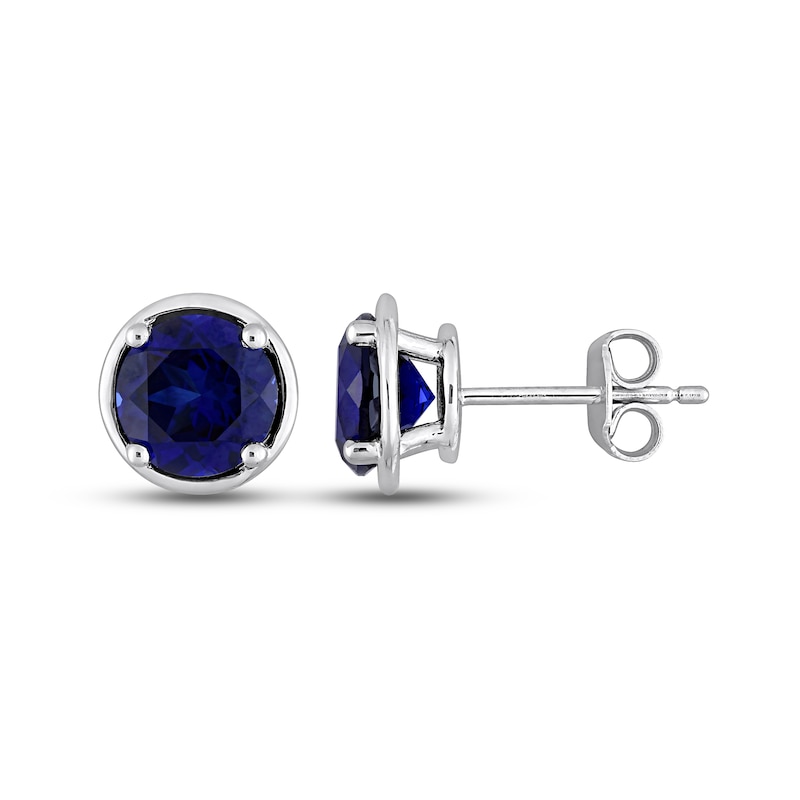 Main Image 1 of Blue Lab-Created Sapphire Stud Earrings Sterling Silver