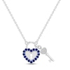 Thumbnail Image 1 of Blue & White Lab-Created Sapphire Heart Lock & Key Necklace Sterling Silver 18&quot;