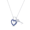 Thumbnail Image 2 of Blue & White Lab-Created Sapphire Heart Lock & Key Necklace Sterling Silver 18&quot;