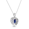 Thumbnail Image 3 of Blue & White Lab-Created Sapphire Heart Lock & Key Necklace Sterling Silver 18&quot;