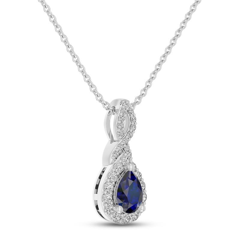 Main Image 2 of Blue & White Lab-Created Sapphire Necklace Sterling Silver 18&quot;