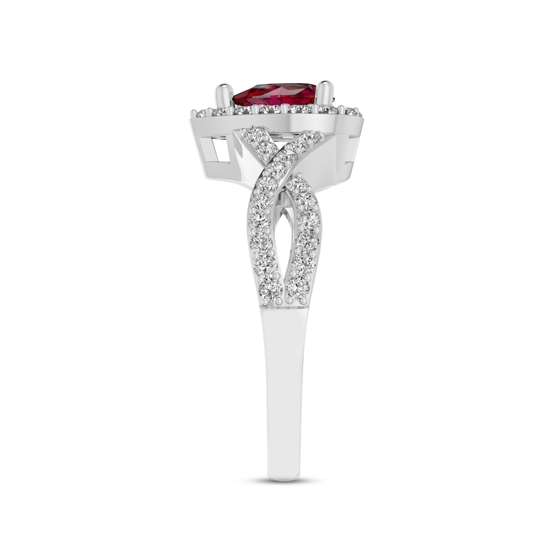 Main Image 2 of Lab-Created Ruby & White Lab-Created Sapphire Ring Sterling Silver