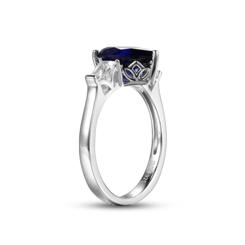 Main Image 2 of Blue & White Lab-Created Sapphire Ring Sterling Silver