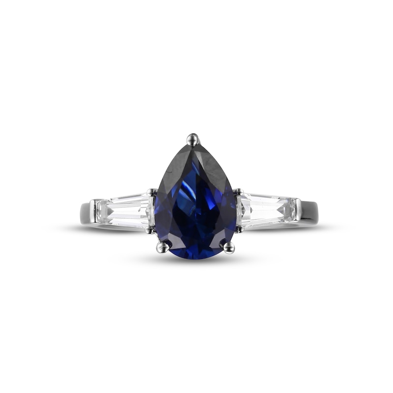 Main Image 3 of Blue & White Lab-Created Sapphire Ring Sterling Silver