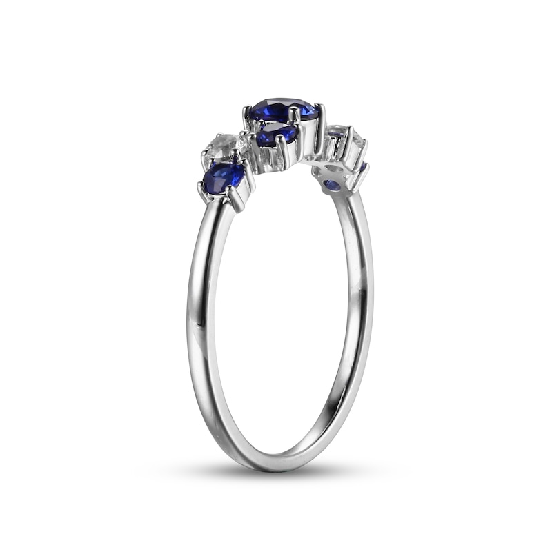 Main Image 2 of Blue & White Lab-Created Sapphire Ring Sterling Silver