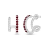 Thumbnail Image 1 of Lab-Created Ruby Double Hoop Twist Earrings Sterling Silver