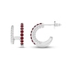 Thumbnail Image 3 of Lab-Created Ruby Double Hoop Twist Earrings Sterling Silver