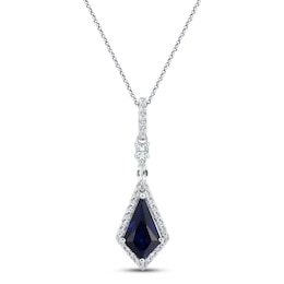 Blue & White Lab-Created Sapphire Necklace Sterling Silver 18&quot;