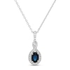 Thumbnail Image 1 of Blue Sapphire & Diamond Necklace 1/10 ct tw Round-cut 10K White Gold 18&quot;