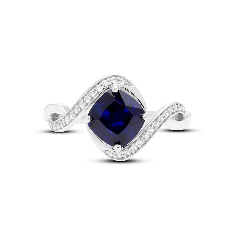 Main Image 3 of Blue & White Lab-Created Sapphire Ring Sterling Silver