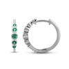 Thumbnail Image 1 of Lab-Created Emerald & White Lab-Created Sapphire Bezel Hoop Earrings Sterling Silver