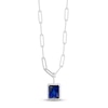 Thumbnail Image 1 of Blue Lab-Created Sapphire Paperclip Necklace Sterling Silver 18&quot;