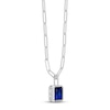 Thumbnail Image 2 of Blue Lab-Created Sapphire Paperclip Necklace Sterling Silver 18&quot;