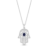 Thumbnail Image 0 of Blue & White Lab-Created Sapphire Hamsa Necklace Sterling Silver 18"