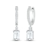 Thumbnail Image 1 of White Lab-Created Sapphire Hoop Dangle Earrings Sterling Silver