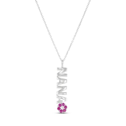 Lab-Created Ruby & White Lab-Created Sapphire &quot;Nana&quot; Necklace Sterling Silver 18&quot;