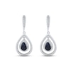 Thumbnail Image 2 of Blue Sapphire & Diamond Dangle Earrings 3/8 ct tw Round-cut 10K White Gold