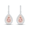 Thumbnail Image 1 of Morganite & White Lab-Created Sapphire Dangle Earrings Sterling Silver & 10K Rose Gold