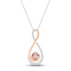 Thumbnail Image 1 of Morganite & White Lab-Created Sapphire Swirl Necklace 10K Rose Gold & Sterling Silver 18&quot;