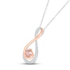 Thumbnail Image 2 of Morganite & White Lab-Created Sapphire Swirl Necklace 10K Rose Gold & Sterling Silver 18&quot;