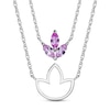 Thumbnail Image 1 of Pink Lab-Created Sapphire Flower Necklace Gift Set Sterling Silver