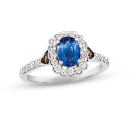 Le Vian Creme Brulee Blue Sapphire Ring 1/2 ct tw Diamonds 14K Vanilla Gold