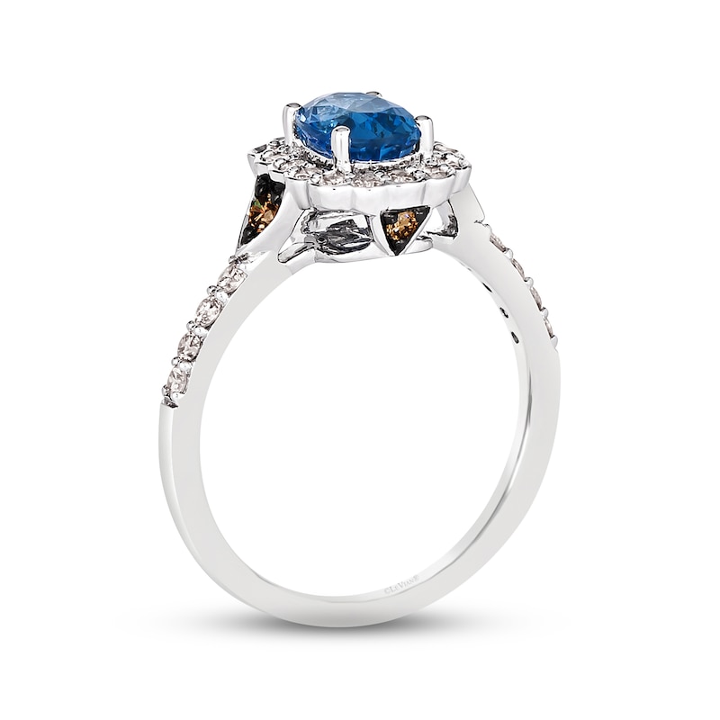 Main Image 2 of Le Vian Creme Brulee Blue Sapphire Ring 1/2 ct tw Diamonds 14K Vanilla Gold