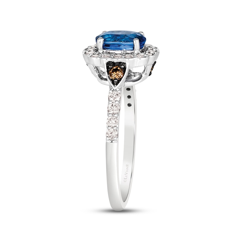 Main Image 3 of Le Vian Creme Brulee Blue Sapphire Ring 1/2 ct tw Diamonds 14K Vanilla Gold