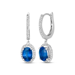 Le Vian Couture Sapphire Dangle Hoop Earrings 1/3 ct tw Diamonds Platinum