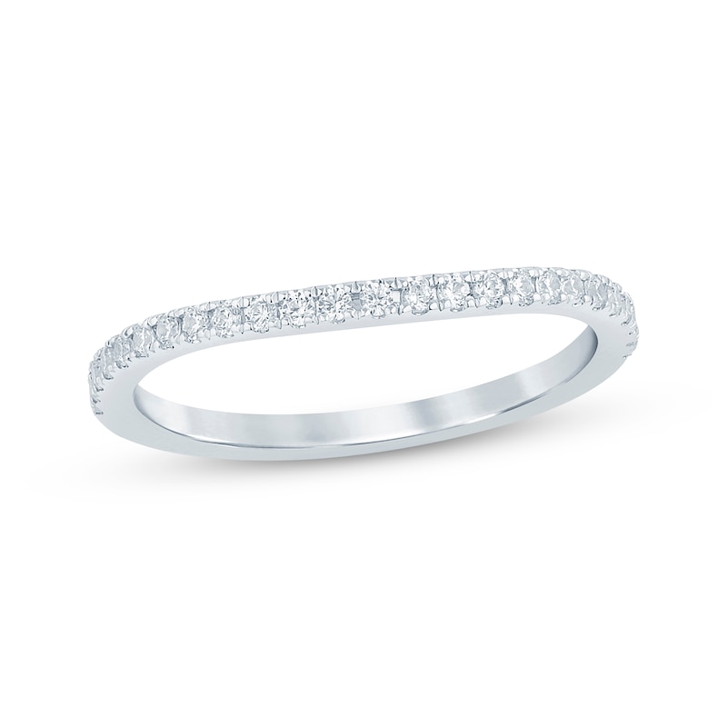 Main Image 1 of Diamond Curved Wedding Band 1/5 ct tw 14K White Gold