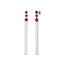 Lab-Created Ruby Chain Drop Earrings Sterling Silver