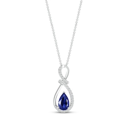 Blue & White Lab-Created Sapphire Swirl Necklace Sterling Silver 18&quot;