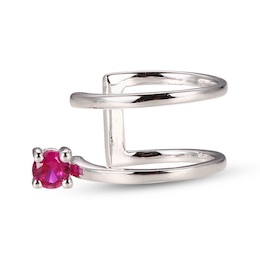 Lab-Created Ruby Ear Cuff Sterling Silver