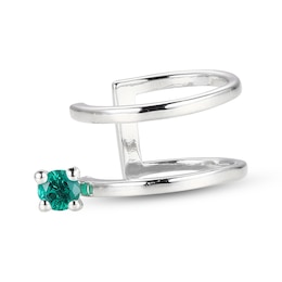 Lab-Created Emerald Ear Cuff Sterling Silver