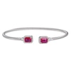 Thumbnail Image 1 of Lab-Created Ruby & White Lab-Created Sapphire Rope Cuff Bangle Bracelet Sterling Silver