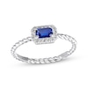 Thumbnail Image 1 of Blue & White Lab-Created Sapphire Rope Ring Sterling Silver