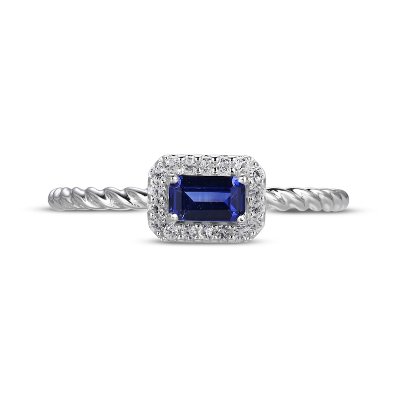 Main Image 3 of Blue & White Lab-Created Sapphire Rope Ring Sterling Silver