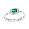 Thumbnail Image 1 of Lab-Created Emerald & White Lab-Created Sapphire Rope Ring Sterling Silver