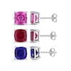 Thumbnail Image 1 of Pink Lab-Created Sapphire, Lab-Created Ruby & Blue Lab-Created Sapphire Stud Earrings Set Sterling Silver