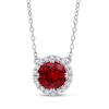 Thumbnail Image 2 of Lab-Created Ruby & White Lab-Created Sapphire Halo Gift Set Sterling Silver