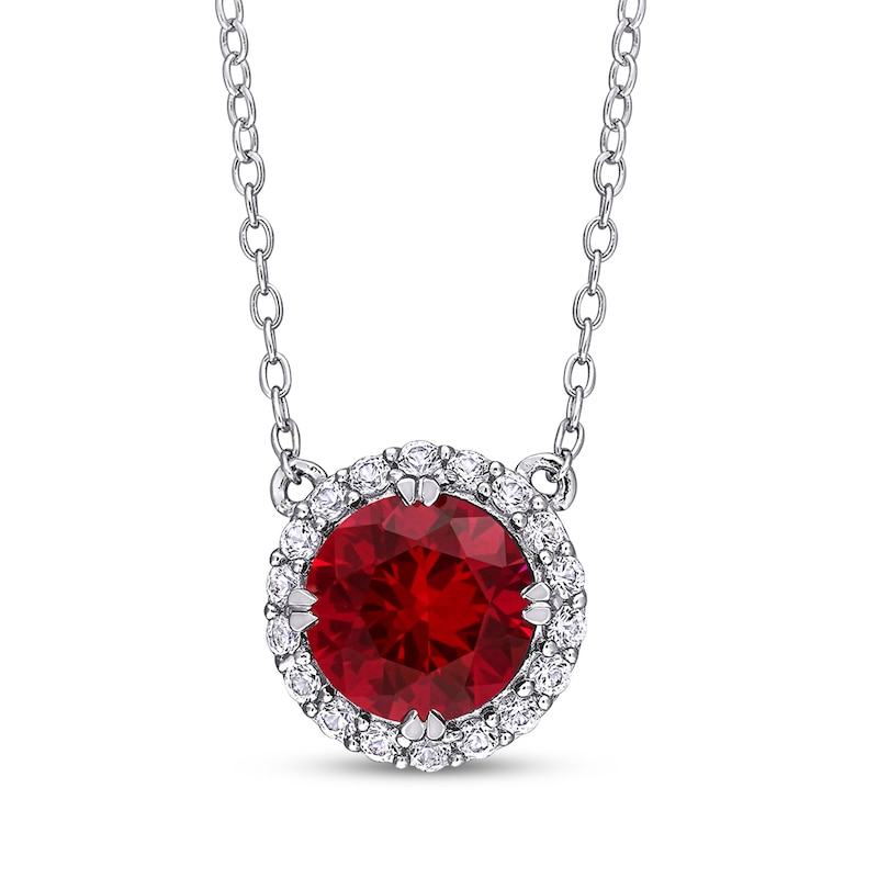 Main Image 2 of Lab-Created Ruby & White Lab-Created Sapphire Halo Gift Set Sterling Silver