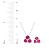 Thumbnail Image 2 of Lab-Created Ruby & White Lab-Created Sapphire Three-Stone Round Cluster Gift Set Sterling Silver