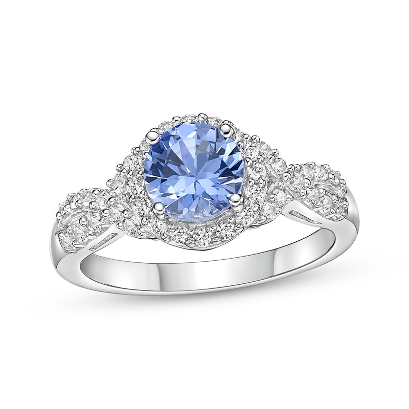 AURA - BIRTHSTONE RING WITH A LAB-GROWN BLUE SAPPHIRE CENTER STONE &  DIAMOND ACCENTS