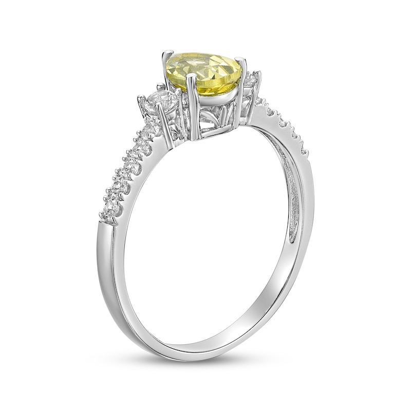 Gems of Serenity Pear-Shaped Yellow & White Lab-Created Sapphire Ring Sterling Silver