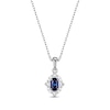 Thumbnail Image 2 of Blue & White Lab-Created Sapphire Oval & Round-Cut Scalloped Frame Gift Set Sterling Silver