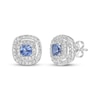 Thumbnail Image 1 of Gems of Serenity Cushion-Cut Blue & White Lab-Created Sapphire Earrings Sterling Silver