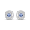 Thumbnail Image 2 of Gems of Serenity Cushion-Cut Blue & White Lab-Created Sapphire Earrings Sterling Silver